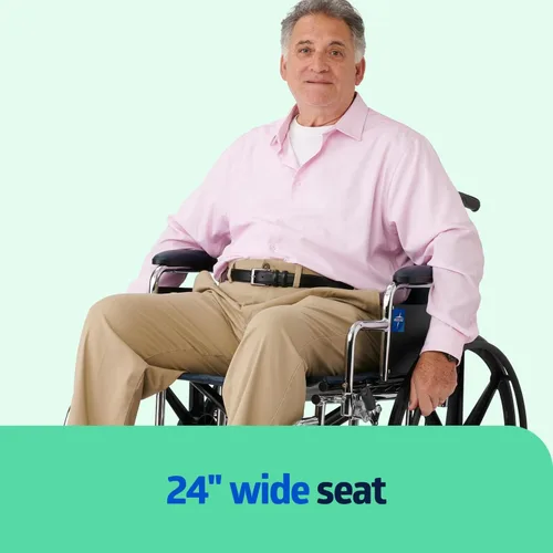 Vista 8 de Medline Excel - Silla de ruedas bariátrica extra ancha para adultos y personas mayores con asiento de 24 pulgadas de ancho, soporta hasta 500 libras