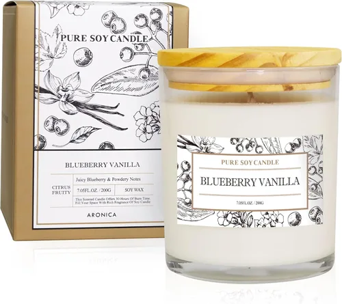Vista 15 de Aronica Regalos de Anfitriona de Alta Gama para Mujer, Vela de Bambú y Jazmín, Velas de Soja para el Hogar Perfumado, Velas Naturales de Verano
