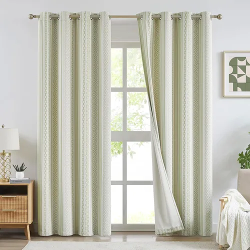 Vista 12 de Melodieux Cortinas bohemias 80% opacas de 63 pulgadas de largo para dormitorio, sala de estar, oscurecimiento de sala de estar, cortinas
