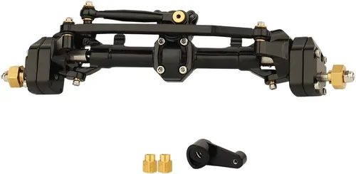 Vista 2 de Portal de aleación de aluminio Ejes delanteros y traseros con soporte servo para Axial AX24 1/24 RC 4WD Crawler Car Metal Upgrade Parts (negro)