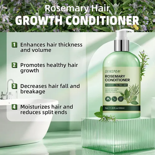 Vista 3 de Acondicionador de romero para el crecimiento del cabello: acondicionador hidratante espesante para hombres y mujeres con aceite de árbol de té