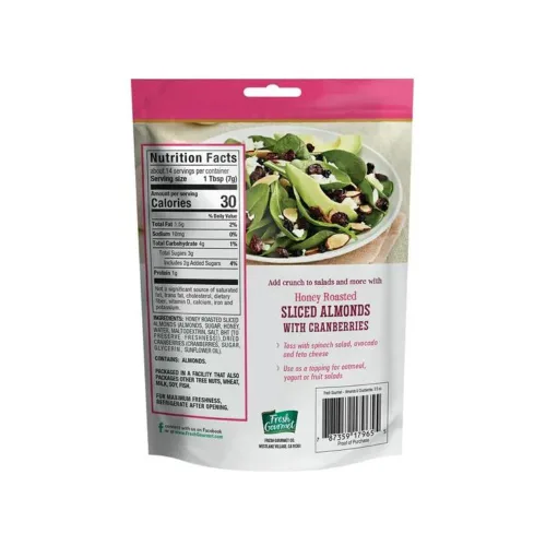 Vista 2 de Fresh Gourmet Almendras y arándanos tostados con miel (3.5 onzas (paquete de 1))