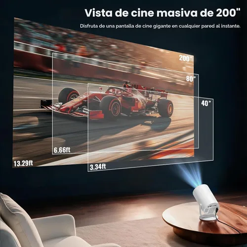 Vista 9 de Mini proyector con Android 12 y aplicaciones integradas, WiFi y Bluetooth color1