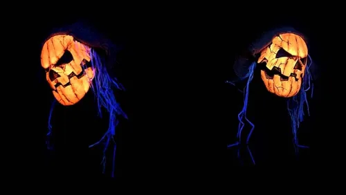 Vista 3 de Zagone - Máscara de calabaza con luz negra y luz UV, color naranja