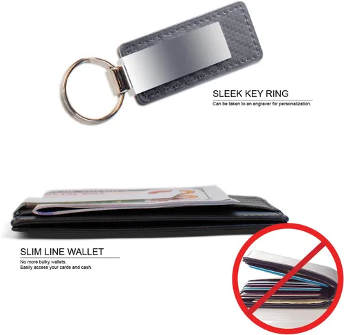 Vista 4 de BLACARO - Billetera delgada Picara con clip de dinero con bloqueo RFID Billetera de crédito - Cartera de viaje - Mini cartera minimalista