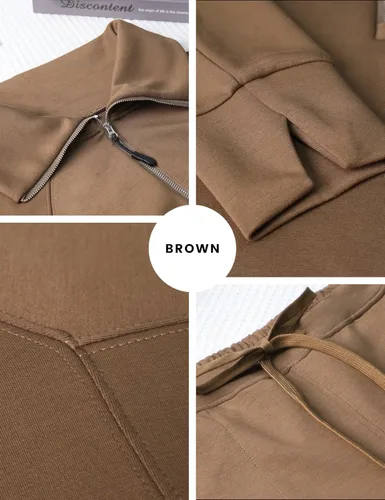 Vista 2 de Air Essentials - Conjunto de 2 piezas para mujer, sudadera con media cremallera, pantalón de pierna ancha, conjunto de ropa de descanso