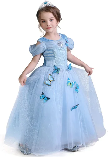 Vista 2 de NNJXD vestido informal, manga larga, de algodón, para la escuela, para niña