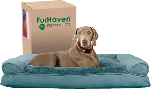Vista 22 de Furhaven - Cama para perros, cojín de almohada tradicional sofá y colchón de espuma rectangular terapéutico de lujo con funda extraíble para perros