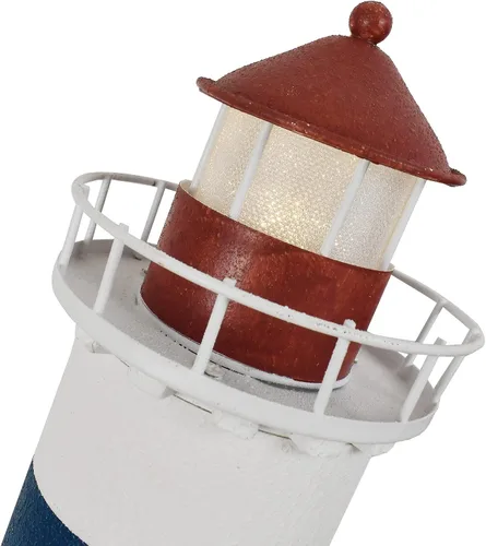 Vista 6 de Decoración de faro de madera con luces, decoración náutica de mesa, torre decorativa, luz de torre para centros de mesa con temática de playa