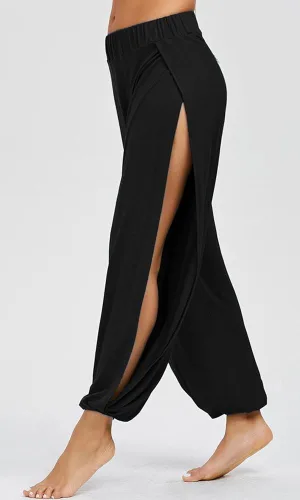 Vista 3 de AvaCostume - Pantalones de harén de corte alto para mujer, estilo hippie