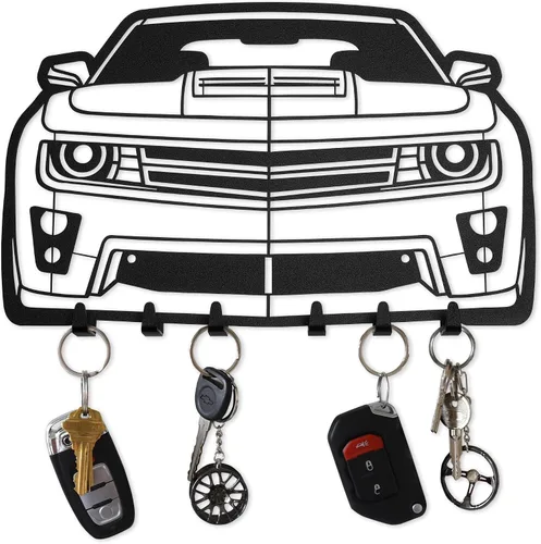 Vista 11 de MOOH Llavero de metal automotriz con 6 ganchos, regalo único para amantes de los automóviles montado en la pared para hombres y mujeres, decoración