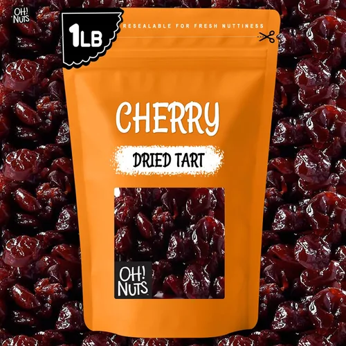 Vista 8 de Cereza ácida seca Bolsa a granel de 1 libra de cerezas ácidas secas frescas sin azúcar, cerezas ácidas secas Montmorency, cerezas secas, sin