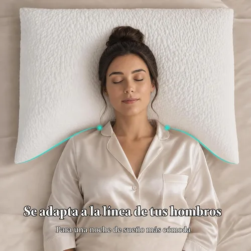 Vista 3 de Side Sleeper Pillow for Neck and Shoulder Support Crescent Design, Standard Almohadas de cama para dolor de cuello y hombros, almohadas curvadas