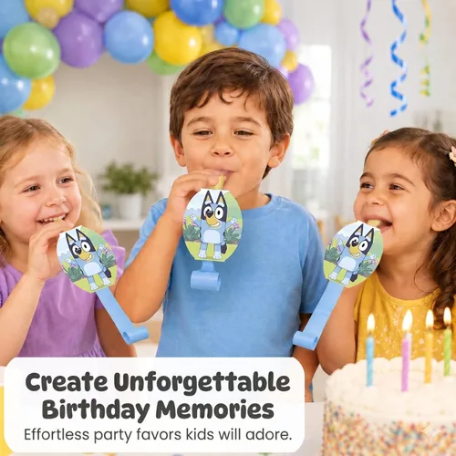 Vista 4 de Suministros Únicos de Fiesta Bluey - Bolsas de Regalo Bluey Rellenos - Paquete con 16 Bolsas de Regalo, 16 Globos, Adhesivo - Decoraciones de Fiesta