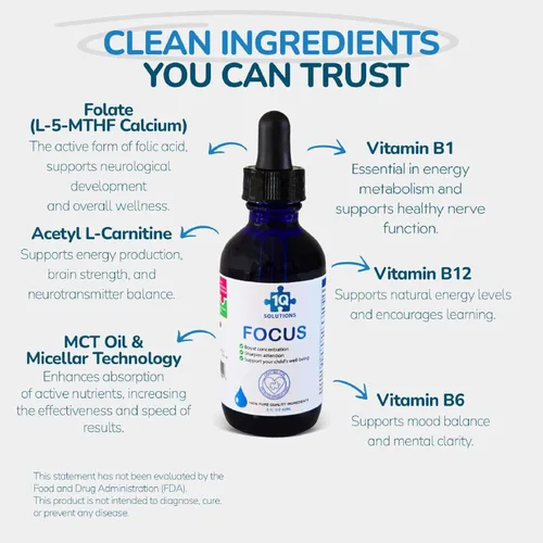 Vista 3 de 1Q - Kit de salud todo en uno para niños Enfoque, mejor sueño y estado de ánimo y apoyo inmunológico 3 suplementos líquidos 100% natural, sin