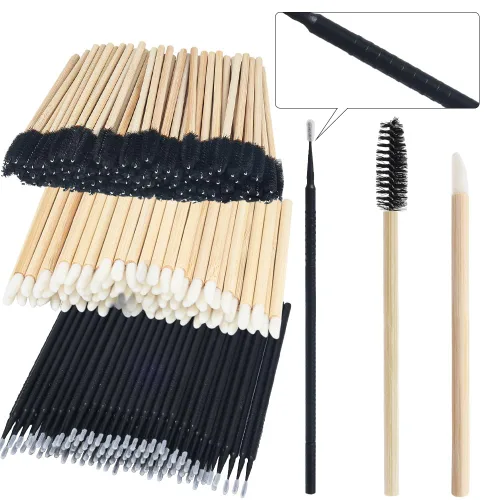 Vista 15 de Kit de suministros para extensión de pestañas de 300 piezas, cepillos desechables para pestañas, micro hisopos, varitas para máscara, cepillos