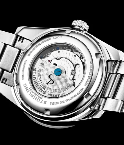 Vista 3 de Stuhrling Original Reloj suizo automático Datemaster Heritage 1004 de 1.732 in
