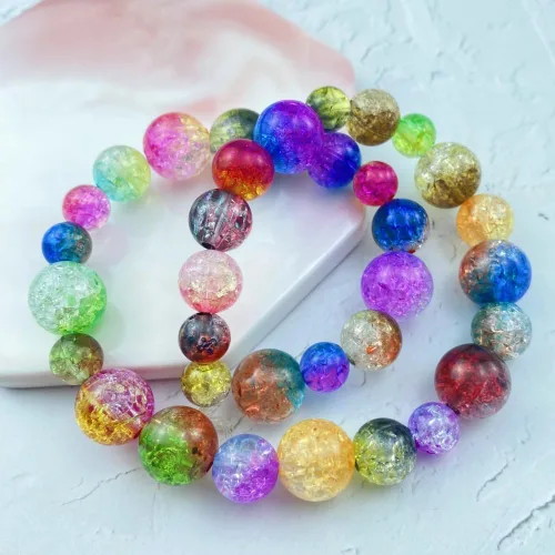 Vista 5 de 300 piezas cuentas de acrílico de 8 mm con grietas, cuentas redondas de cristal acrílico para hacer joyas, pulseras, collares, manualidades