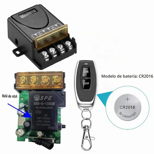 Vista 6 de Interruptor remoto inalámbrico, CC 12-72V 30A, rango de 328 pies