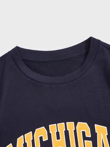 Vista 3 de SHENHE Sudadera con cuello redondo para hombre, manga larga, vintage, estampado de letras, informal, sin botones