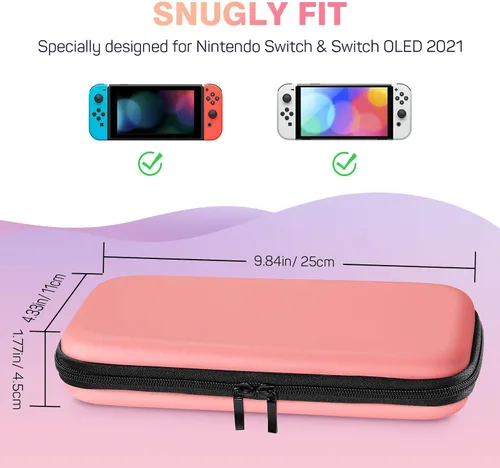 Vista 2 de MoKo Funda de transporte para Nintendo Switch modelo OLED Nintendo Switch, funda rígida portátil de transporte de viaje con 10 ranuras