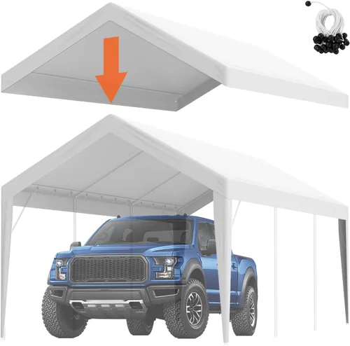 Vista 89 de VEVOR Cobertizo Tienda de Almacenamiento Exterior Portátil Resistente de 6 x 8 x 7 pies, Refugio de Cochera Garaje Impermeable con Puerta Enrollable