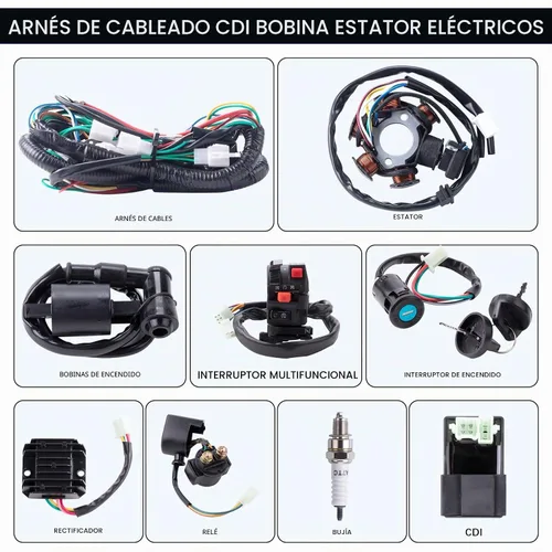 Vista 2 de Kit de arnés de cables completo, kit de cableado eléctrico para montaje con alambre de cobre completo para GY6 4-Stroke cuatro ruedas. Tipo de motor