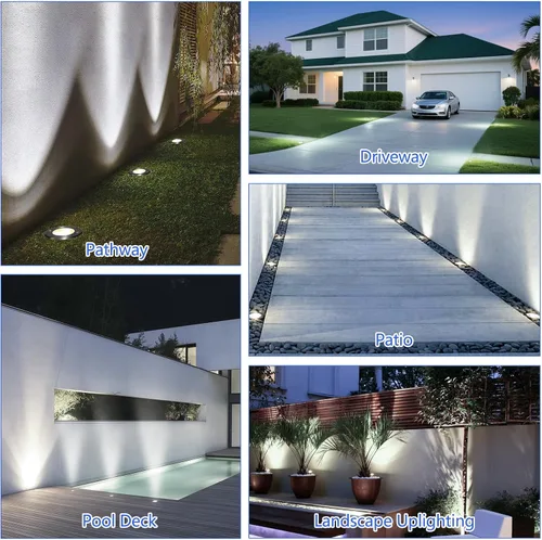 Vista 9 de JESLED Luces de paisaje de bajo voltaje, luces LED de pozo de 6 W IP67 impermeables, 6000 K luces blancas brillantes en el suelo con conectores