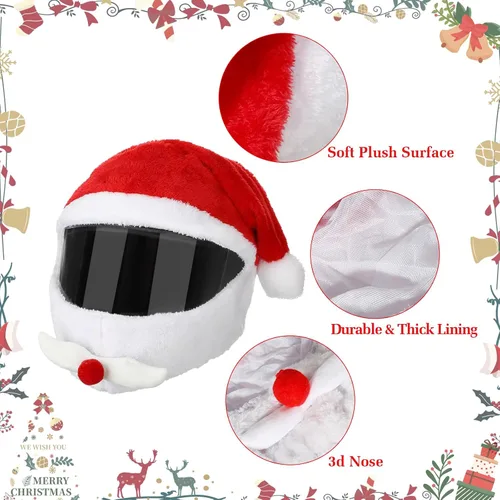Vista 2 de Fundas de casco de motocicleta de Navidad - Santa Claus Decoración de casco de Navidad Paseos divertidos