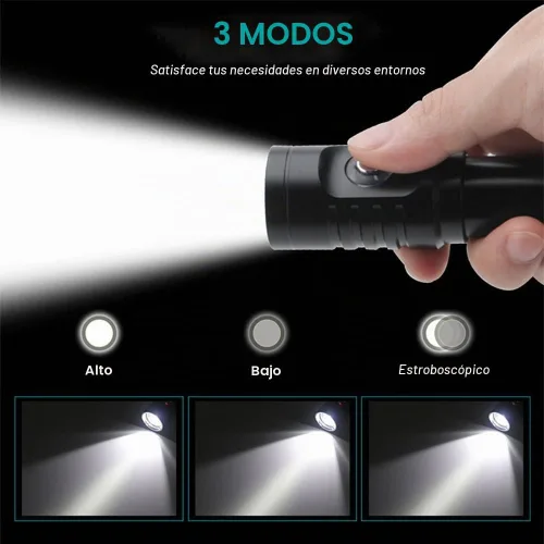 Vista 5 de Linterna de buceo de 10000 lúmenes, luz de buceo IPX8, impermeable, recargable, 3 modos, linterna submarina, linterna LED submarina profesional