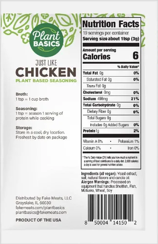 Vista 2 de Plant Basics - Proteína vegetal abundante, molida sin sabor, 1 libra, condimento a base de plantas, al igual que el pollo, 2 onzas, sin OMG, sin