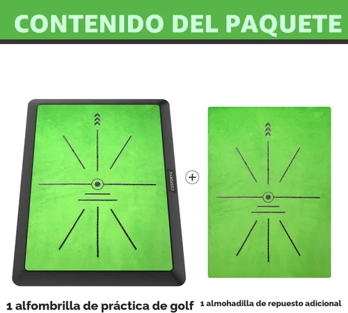 Vista 6 de COSPOPTIC Golf Hitting Mat with Swing Path Feedback, Heavy-Duty Rubber Base Anti-Slip Golf Training Mat, Extra Replaceable Surface, Portable