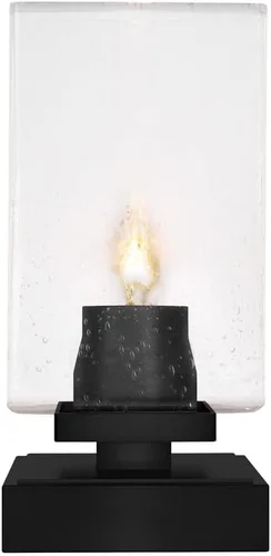 Vista 5 de Toltec Lighting Luna Accent - Lámpara de mesa, acabado grafito, cristal cuadrado de burbujas ahumadas de 3.5 pulgadas