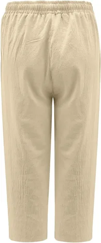 Vista 3 de Linen Capri Pants for Women 2023 Straight Leg Cropped Trousers Solid Color Drawstring High Waist Shorts with Pockets
