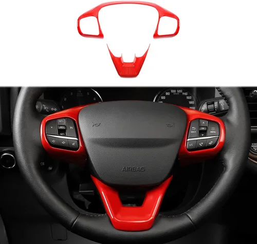 Vista 8 de Linskip Moldura de volante de fibra de carbono para Ford Bronco Sport 2025, 2024, 2023, 2022 2021, fundas para volante para Bronco Sport, accesorios