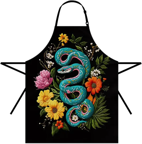 Vista 24 de Moslion Apron 31x27 Inch Kitchen Chef Waitress Cook Aprons Bib with Adjustable Neck for Women Men Delantal-a02