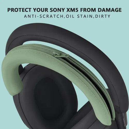 Vista 4 de Funda de silicona para Sony WH-1000XM5, Sony xm5 Wireless Headphones Funda protectora, color verde cactus