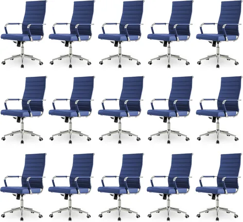 Vista 47 de Okeysen Office Desk Chair, Ergonomic Leather Modern Conference Room Chairs, Executive Ribbed Height Adjustable Swivel Rolling Chair for Home Office