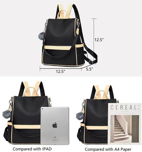 Vista 5 de go-done Mochila para mujer, Negro-negro, Moda