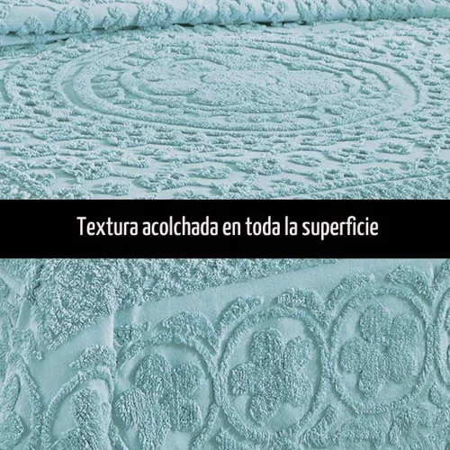 Vista 4 de Collections Etc Calista - Colcha ligera con borde de flecos de chenilla, Algodón, Verde, King