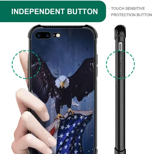 Vista 3 de DJSOK Funda compatible con iPhone 7/8 Plus, diseño con patrón de parachoques trasero, esquinas reforzadas contra arañazos, esquinas reforzadas