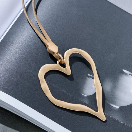 Vista 2 de Collar con colgante de corazón de amor para mujer, joyería de moda, collares largos de suéter Chian