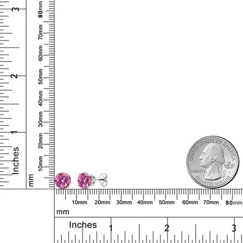 Vista 116 de Gem Stone King Aretes de plata de ley 925 con piedra natal redonda de 0.276 in para mujer