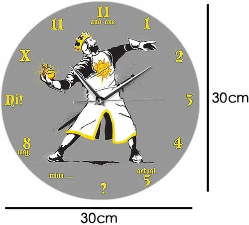 Vista 2 de Geek Alerts Banksy Python 1-2-5 Reloj de pared de cuarzo silencioso inspirado en el Santo de Antioquía, respetuoso con el medio ambiente, funciona