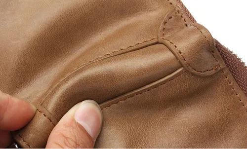 Vista 4 de Cartera compacta de cuero para hombre pequeña con cremallera monedero de cuero S
