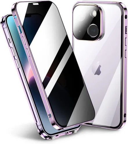 Vista 17 de Funda antiespía doble con bloqueo de seguridad para iPhone 11 Pro, carcasa de aluminio con protector de pantalla para lente de cámara, protección