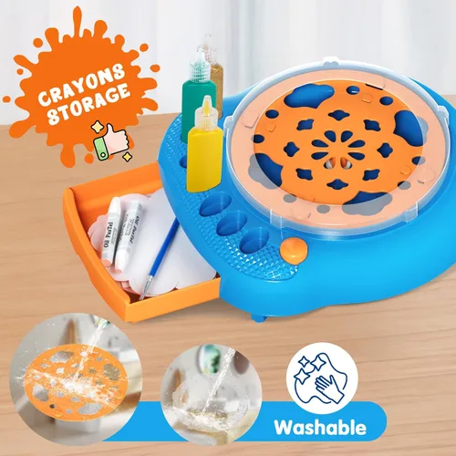 Vista 5 de Kit de máquina de arte giratorio de pintura para niños, artes y manualidades, juegos de juguetes giratorios para niños y niñas de 6, 7, 8, 9 años