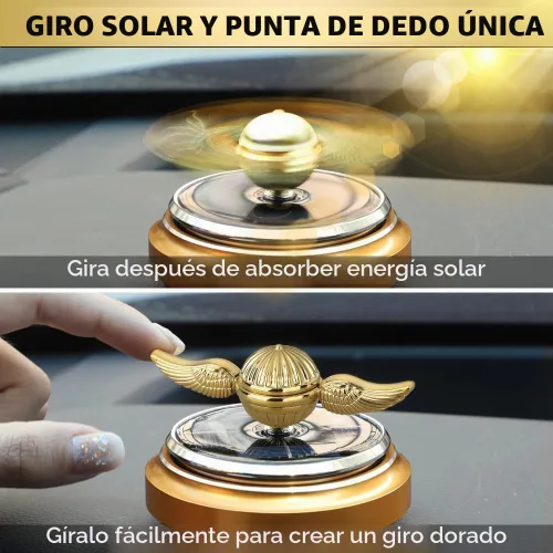 Vista 3 de Spinner Fidget Dorado de Energía Solar, Ambientador de Aire para Coche, Decoración de Salpicadero Alimentado por la Luz Solar, Kit de Ciencia Oro