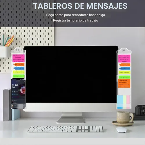Vista 7 de 2 piezas de tableros de notas adhesivas para monitor de computadora, accesorios para escritorio de oficina, panel lateral multifunción de acrílico