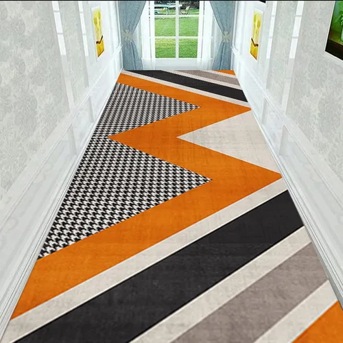 Vista 4 de Alfombra larga con respaldo antideslizante, alfombra para interiores y exteriores, fácil de limpiar, tapete antideslizante de 39.4 x 177.2 in/47.2 x